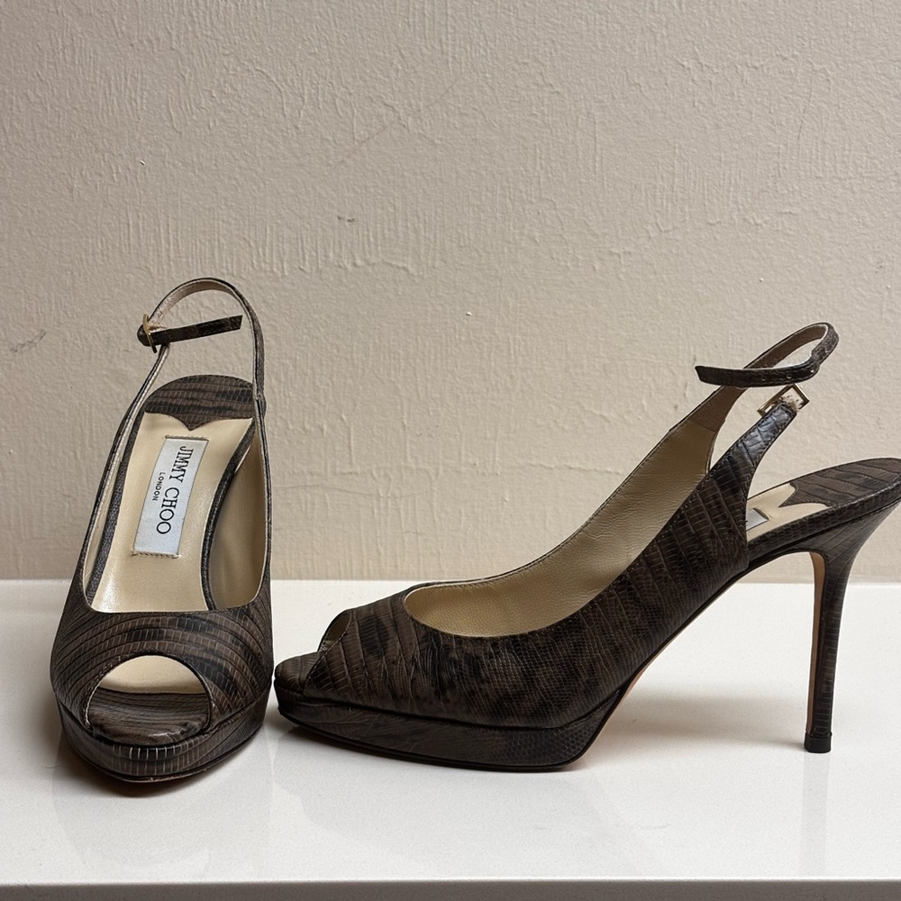 Jimmy Choo Brown Peep Toe Heels